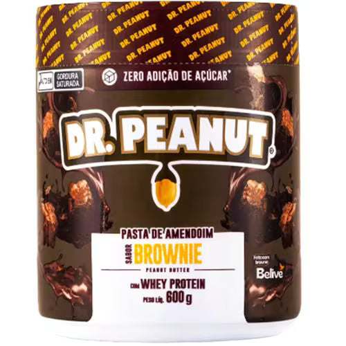 Pasta de Amendoim Sabor Brownie com Whey Protein Dr. Peanut 600g